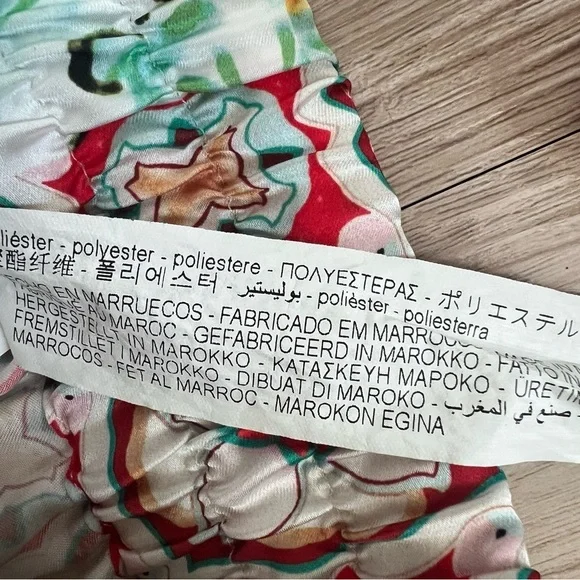 Zara Floral Printed Pull-On Drawstring Satin Shorts Size Large - Picture 10 of 10